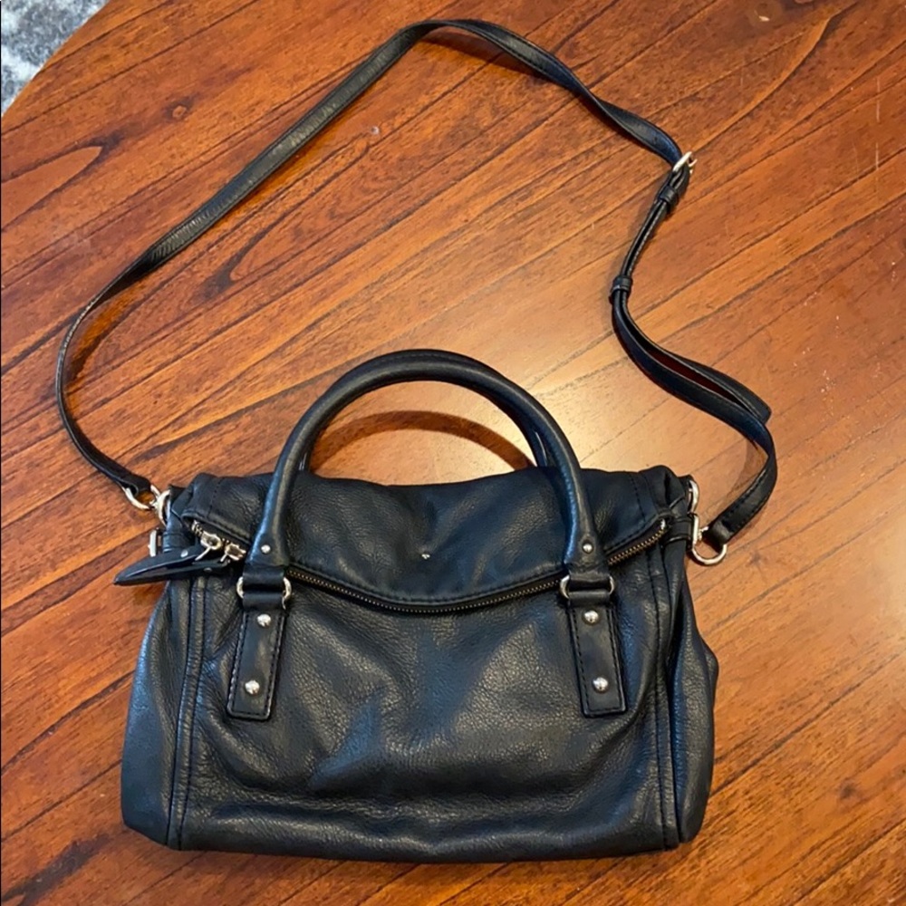 Kate Spade black leather satchel w shoulder strap